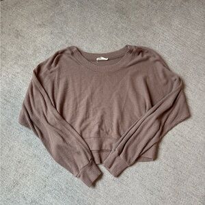 Altar'd State Ribbed Crop Sweater - Mauve Brown